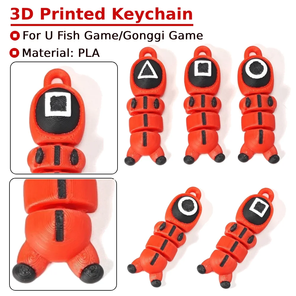 3D Printed Keychain Pla Triangle Circle Square Single/Set Game Peripheral For U Fish Game/Gonggi Game/Fandom Collection