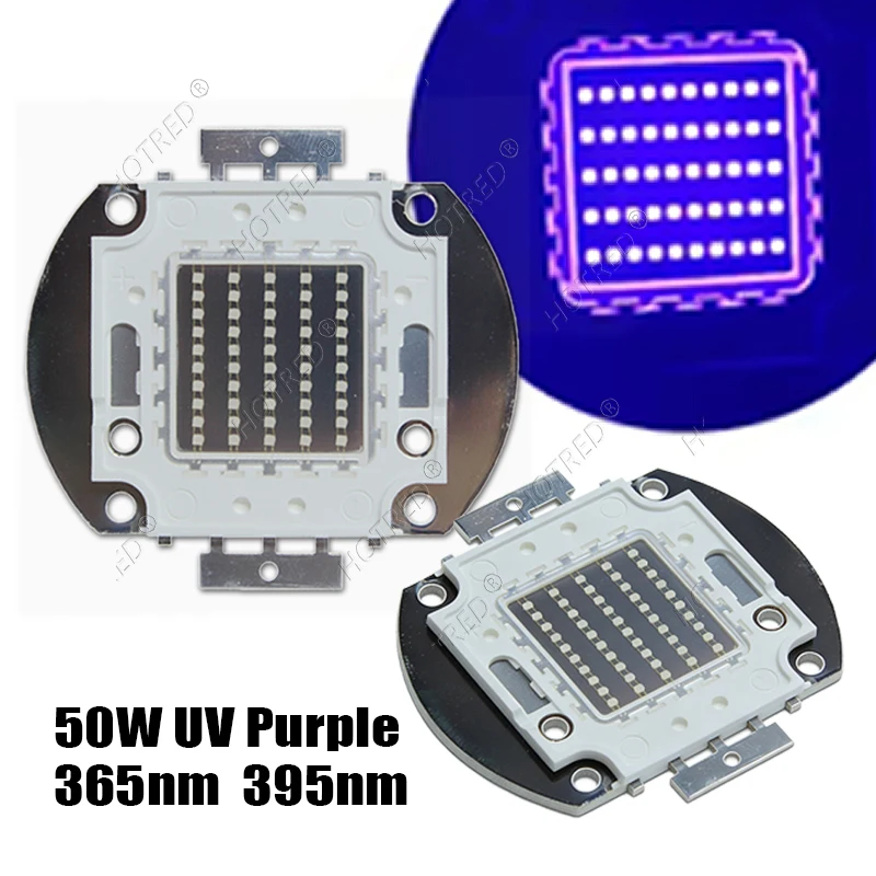 50W UV Purple High Power LED COB DC30V 36V/AC110V 220V 365nm 370nm 395nm 400nm For Resin Glue Ink UV Curing Landscape Lighting