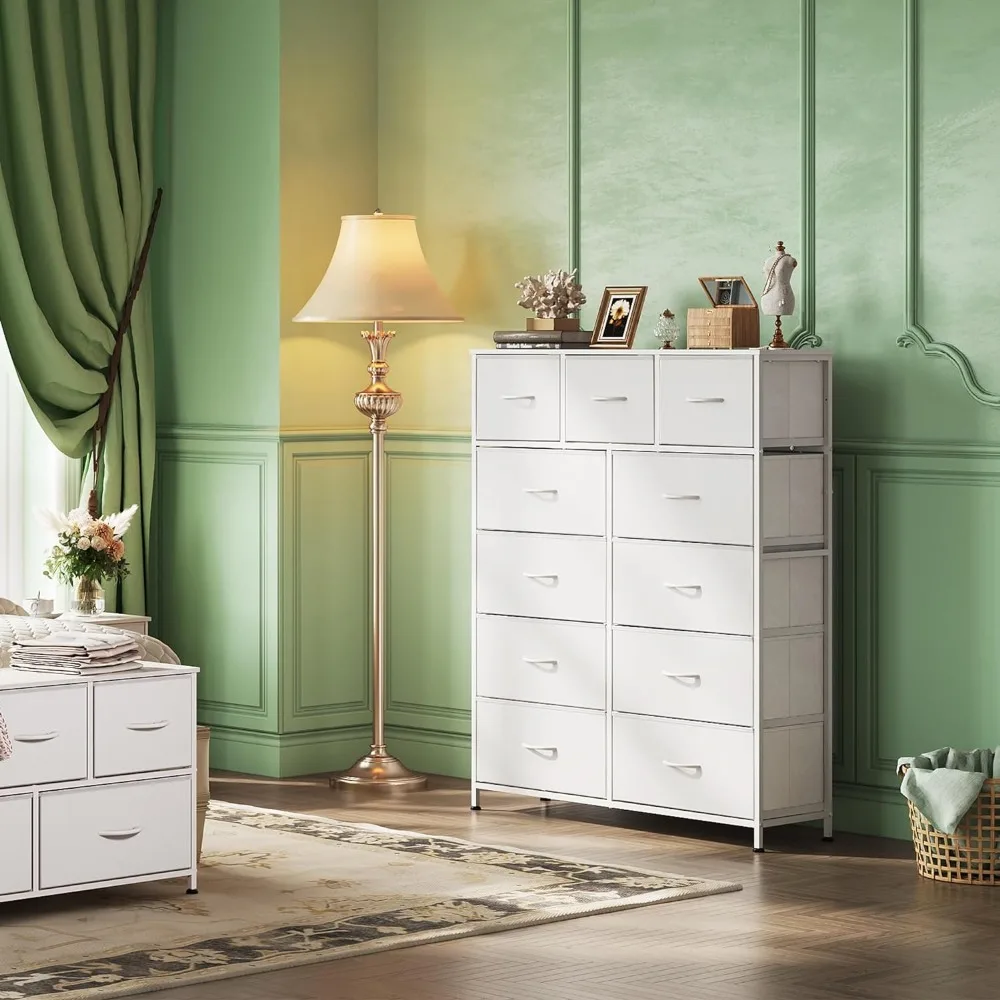 Tall Dresser for Bedroom, Fabric Dresser Storage Tower,Dresser & Chest of Drawers Organizer Unit with 11 Drawers,Storage Cabinet