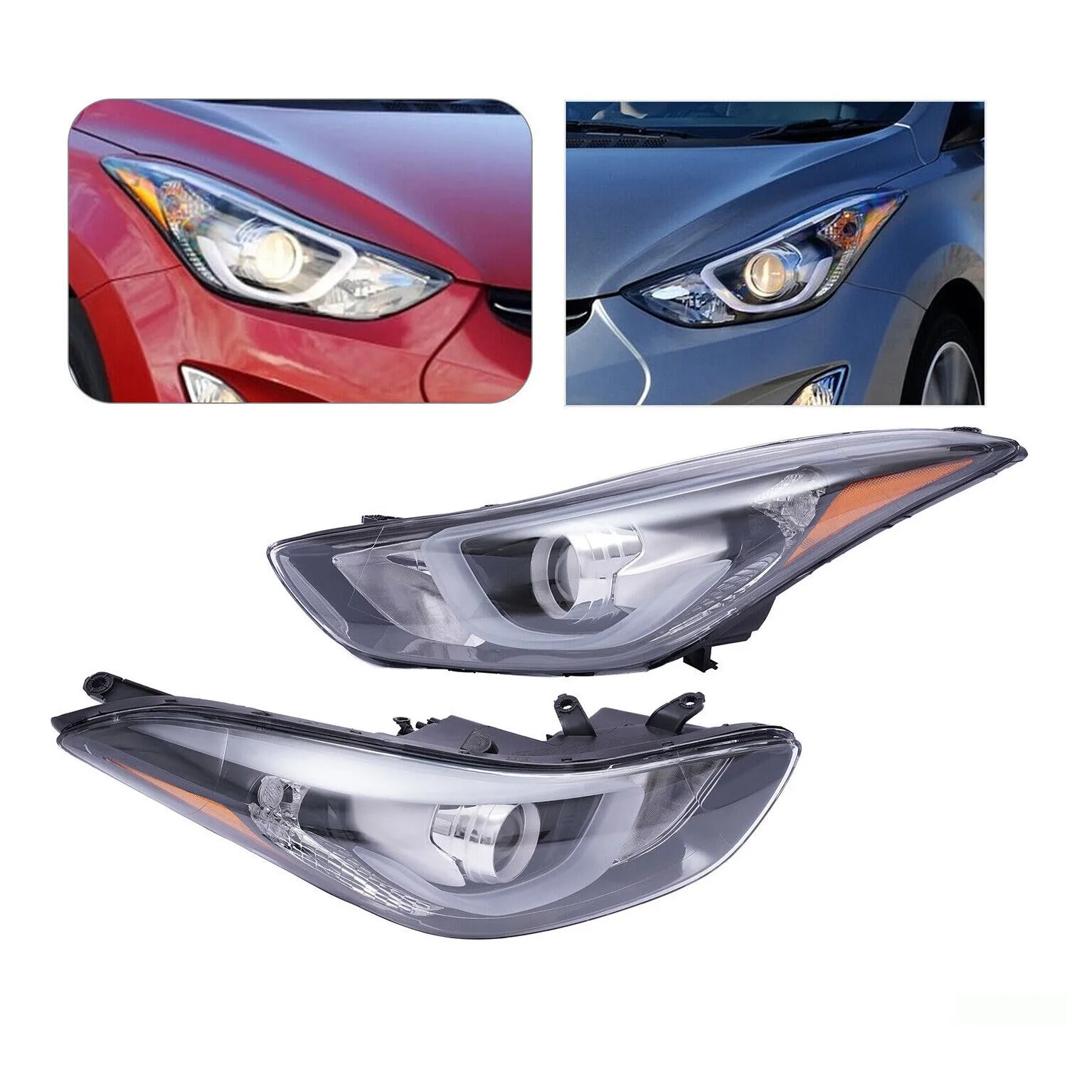 1 Pair Halogen w/ LED DRL Headlight For 2014 2015 2016 Hyundai Elantra Projector Headlight Right and Left