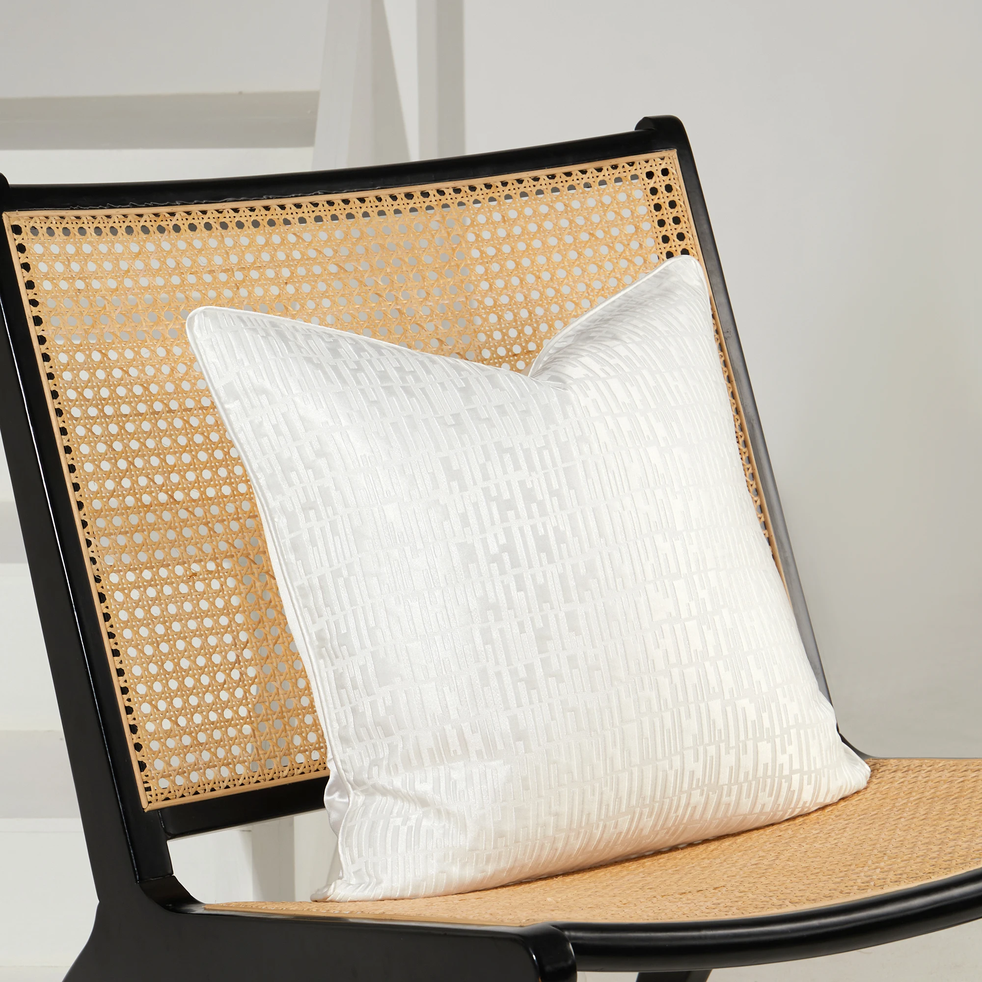 Luxury Jacquard Pillow Covers 20x20 Inch, White Decorative Throw Pillows for Couch Bed Sofa, Elegant Cushion Covers, Home Decor