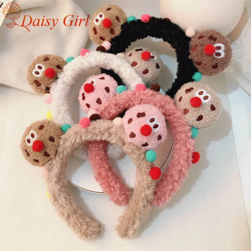 

Ugly Cute Cookies Clown Plush Hair Hoop Women Cartoon Cute Face Wash Makeup Hairband Hair Pressure Headwear