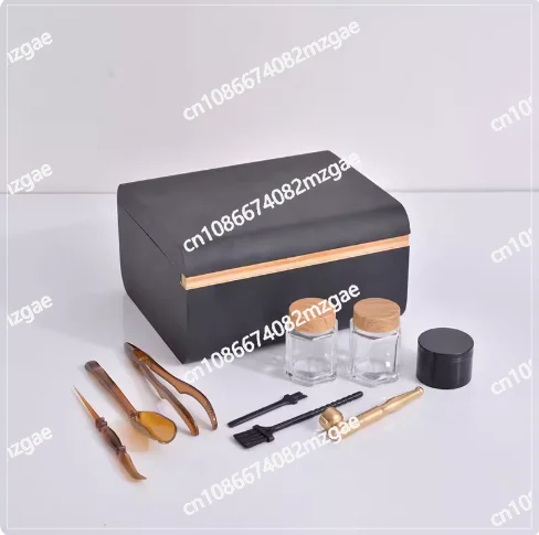 

Wooden Stash Box Rolling Tray Bamboo Storage Container Lock with Glass Jars Gift Box Set Password Box