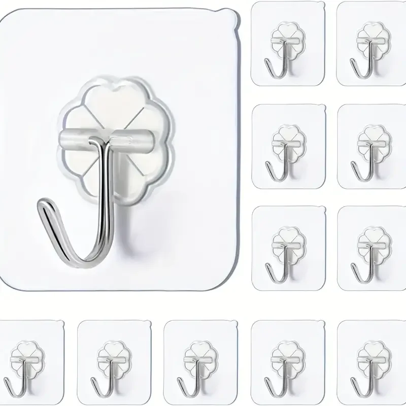 Transparente selbstklebende Wandhaken, robuste Mehrzweck-Wandhaken, Schlüsselhalter, Handtuchhalter für Küchen- und Badezimmerzubehör – Detail 1