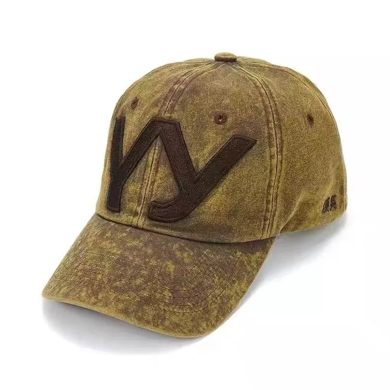 Small Washed Retro Street Dance Fashionable Ball Cap Letter Embroidery Face Slimming Baseball Cap Unisex Cotton Casual Hat