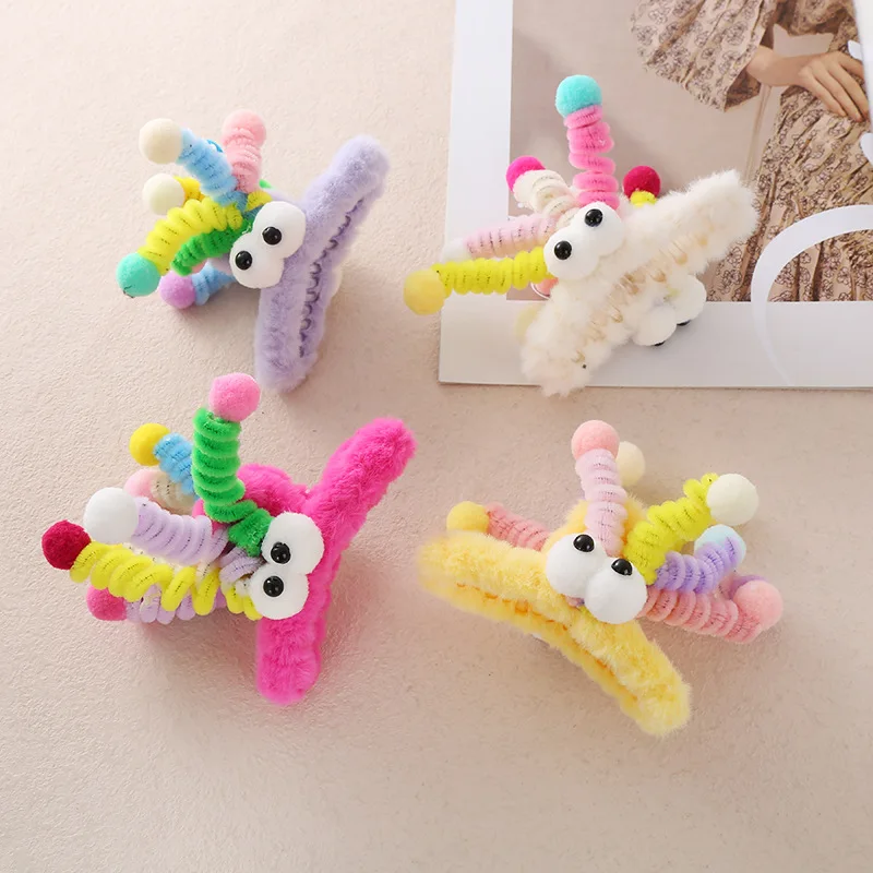 

Забавные милые заколки-крабики для волос в форме акулы Dopamine Plush Spring для женщин, аксессуары для волос на затылок