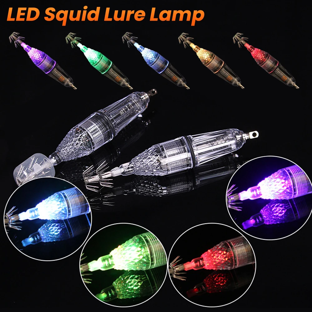 Fishing lures Light LED Deep Sea Glowing Fishing Squid Octopus Umbrella Hook LED Fishing lure Lamp Tackle Tools Underwater Light