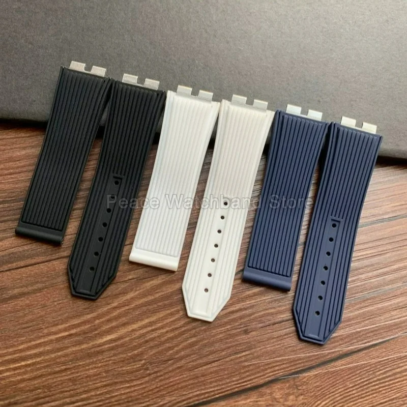 For Hublot Yubo Quick‑Release Silicone Rubber Watch Strap Vertical Groove Texture Soft Flexible Sweat‑Resistant Wear‑Resistant