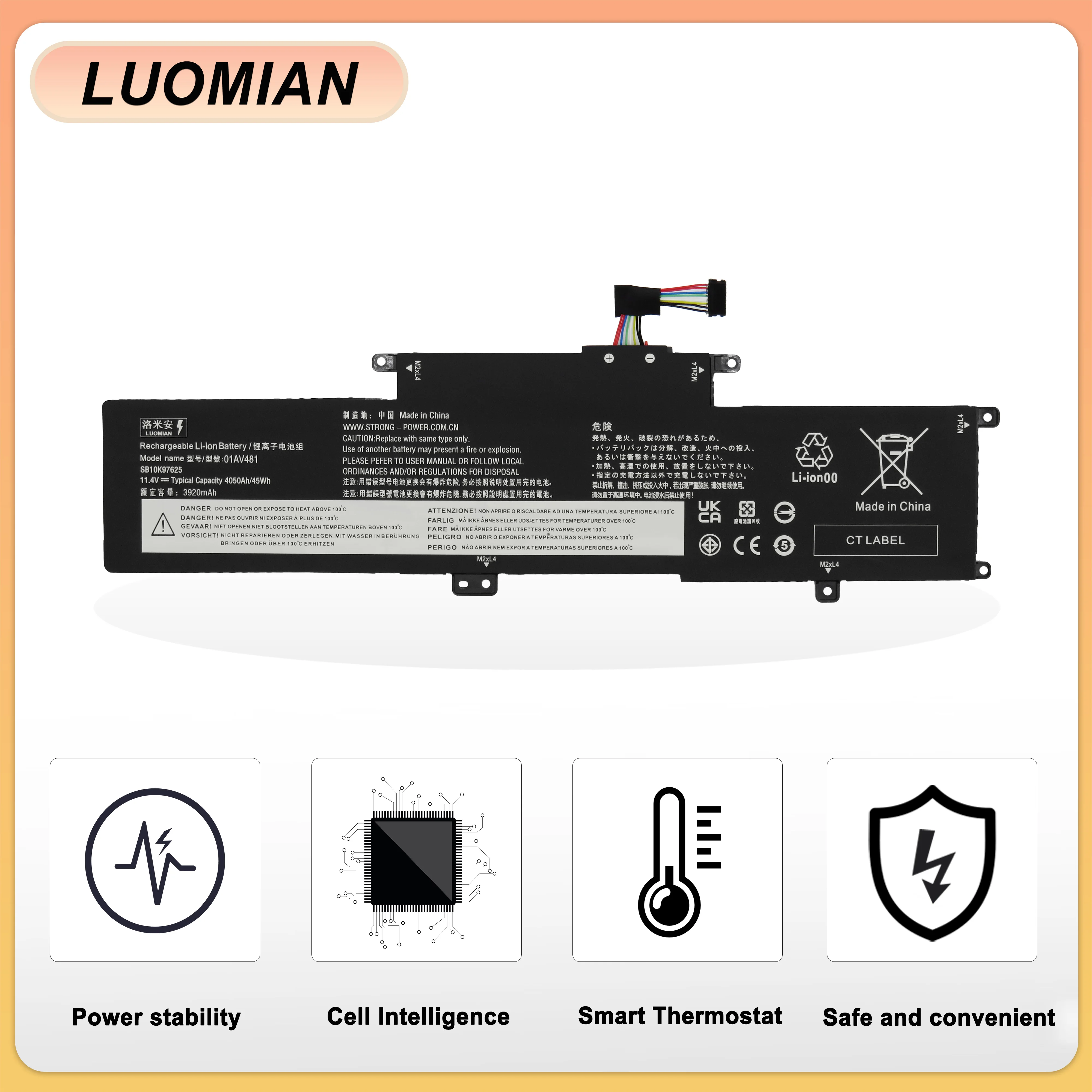 LUOMIAN 01AV481 Laptop Battery For Lenovo Thinkpad S2 Yoga L380 L390 Thinkpad Yoga S2 2018 Series L17M3P55 L17L3P53 L17C3P53