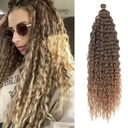 Extensiones de Cabello sintético Afro Ariel, trenzas de ganchillo con ondas profundas, 22 pulgadas