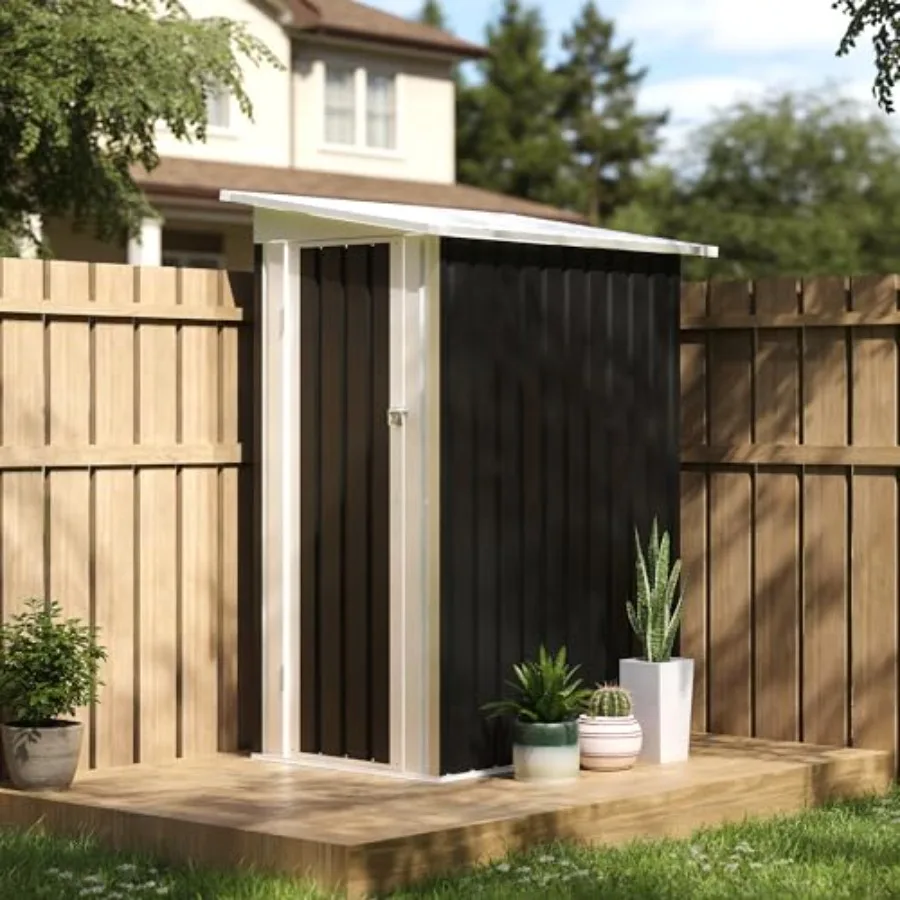 Metal Outdoor Storage Shed, 4.3'x2.5', Pent Roof, Galvanized Steel, Gray, Rust-Resistant Weatherproof for Backyard and Patio Us