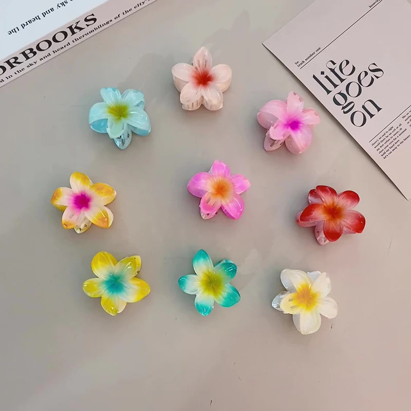 Hot Selling 4cm Small Candy Color Frangipani Sweet Hairpin Flower Hair Accessories