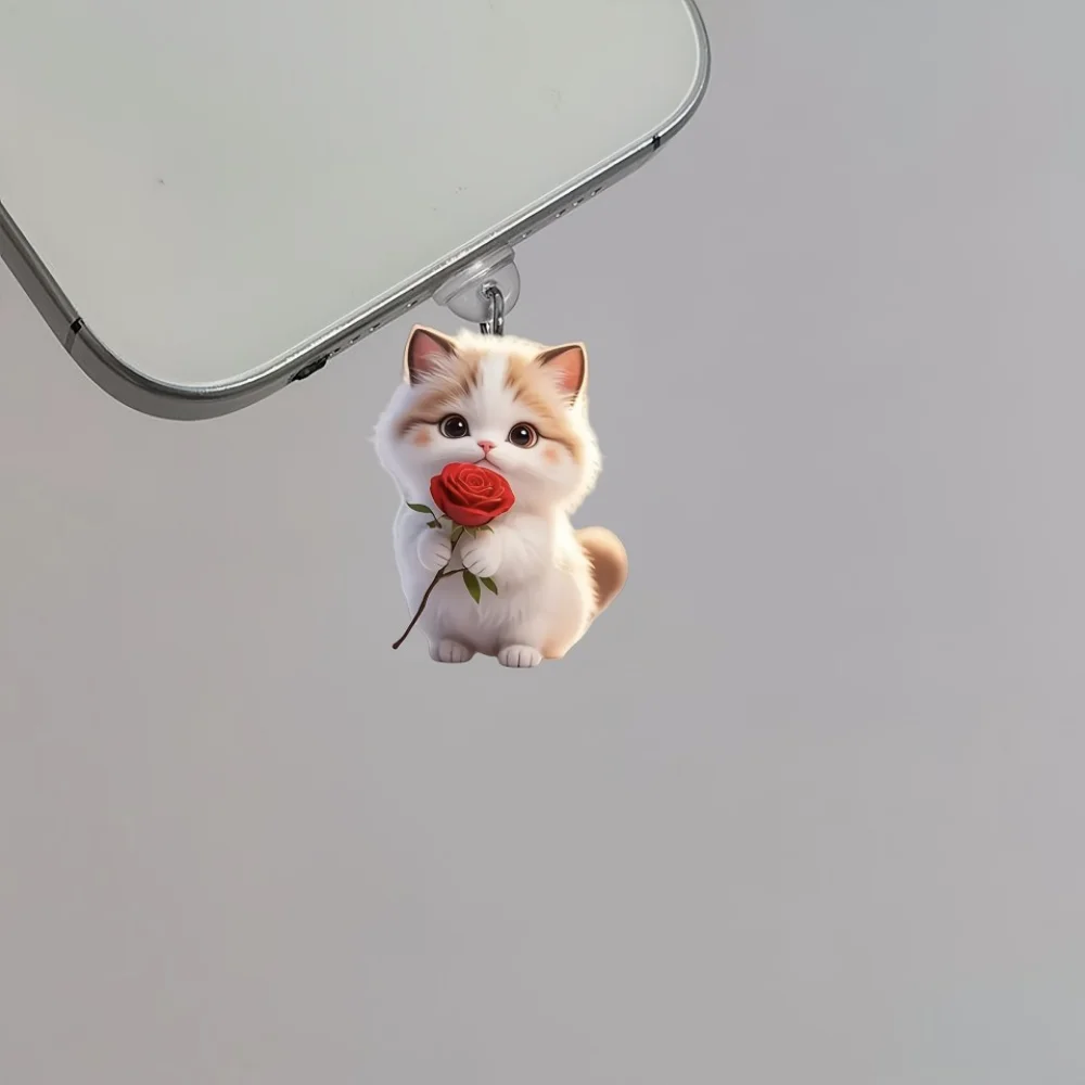 Phone Dust Plug Waterproof Kitten Dust Plug Cartoon Mobile Dust Plug Dustproof Charging Port Cover For Gift For Friends