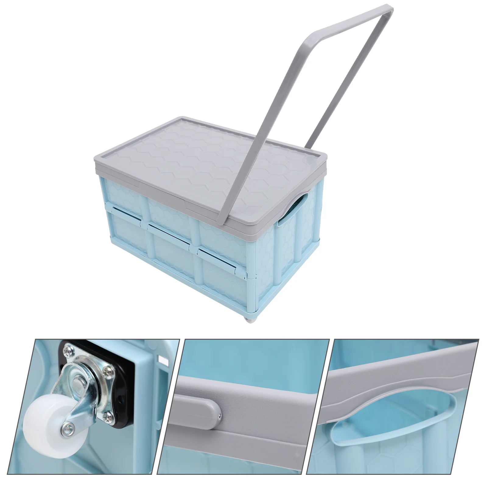 Wagons Folding Dolly Cart Collapsible Storage Bins with Lids Container Blue Plastic Crates for Boxes