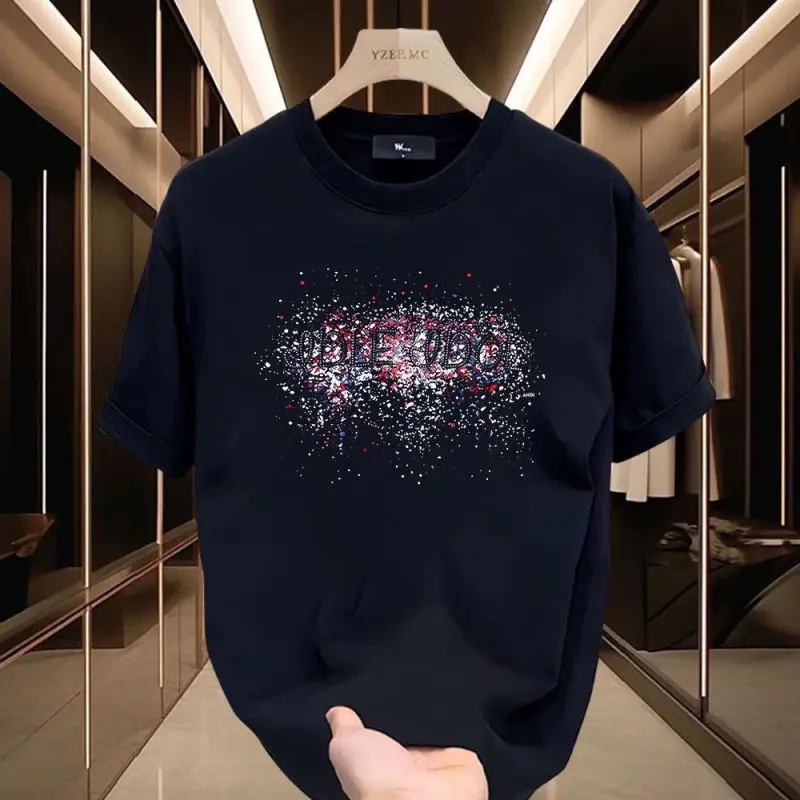 

American Style Pure Cotton T-shirt 2024 Summer New Men's Crew Neck Printed Casual All-match Loose Young Style Short Sleeve Tops