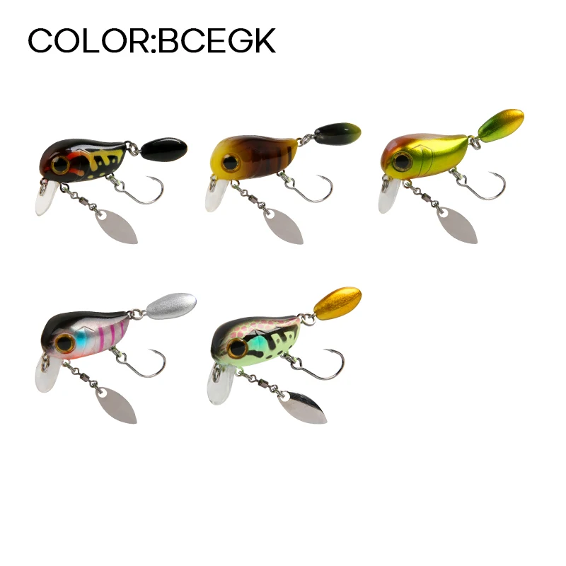 LETOYO Schwimmende Mikro-Kurbelköder, 30 mm, 2 g, künstliche Oberfläche, Wake-Köder, Kurbel-Wobbler mit Löffel, Angelköder für Forellenbarsch