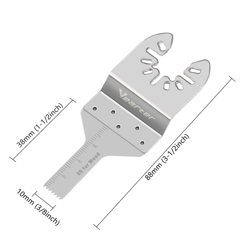 Vearter 3PCS 10/20/35mm Stainless Steel Oscillating Multitool Saw Blade Cutting For Wood PVC Plasterboard