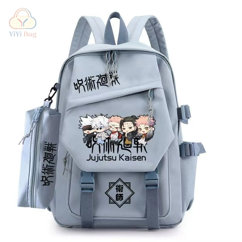 Jujutsu Kaisen Backpack Pencil Case Set Yuji Itadori Megumi Fushiguro Cartoon print Large Capacity School Bag Daypack Book Bag