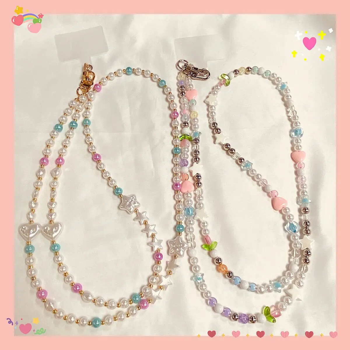 

Hanging Rope Girl Long Colored Tulip Flower Beads Mobile Phone Beaded Bag Chain Pendant