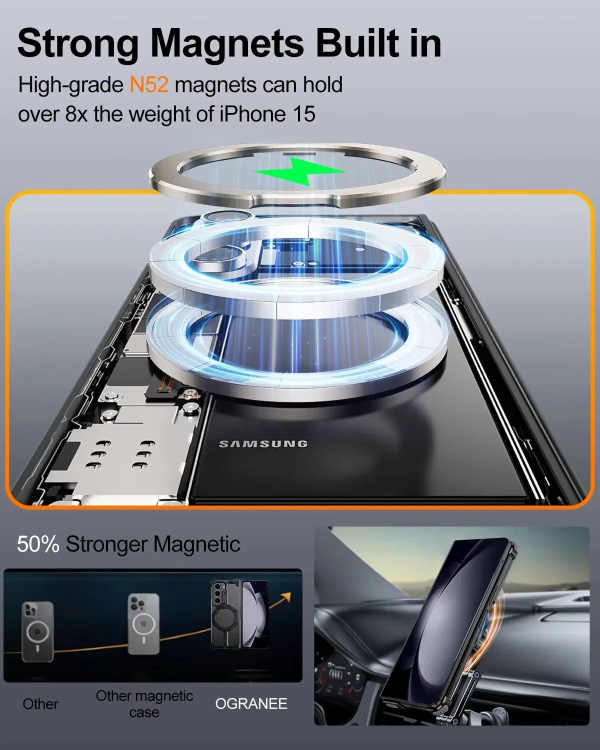 Metal Magsafe Phone Case for Samsung Galaxy Z Fold 5 6 Aluminum Alloy 360 ° Rotating Bracket Shockproof Cover for Galaxy Z Fold6 - Image 2