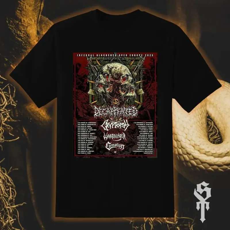 Decapitated Infernal Bloodshed Over Europe 2025 T Shirt Full Size S 5Xl Tt501