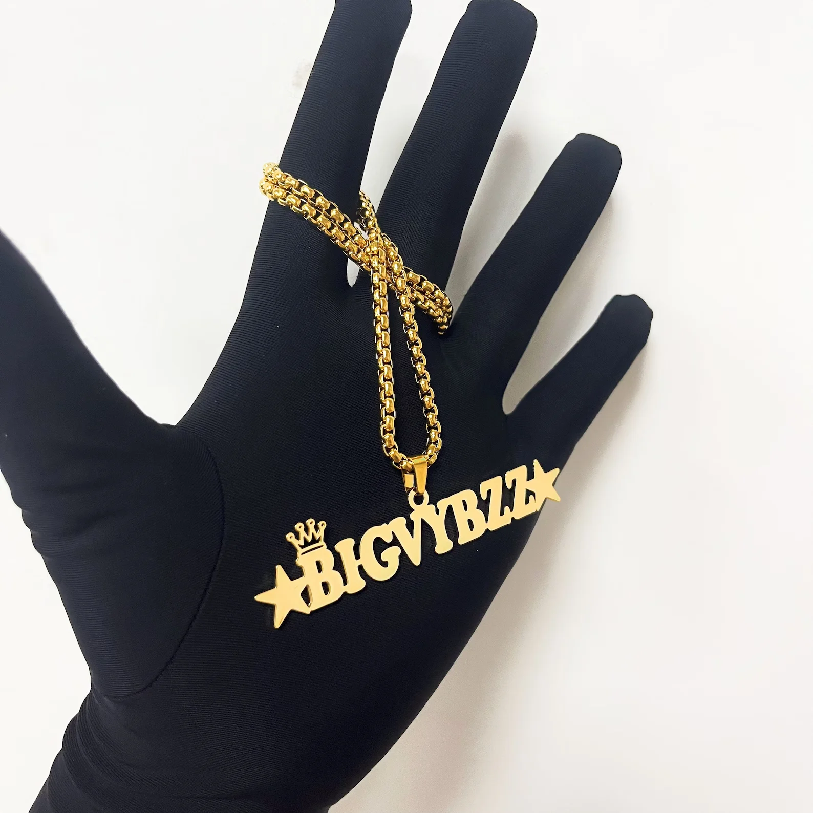 Customized 55cm Chain Name Necklace for Women Stainless Steel Star Crown Capital Letter Punk Exaggerated Necklace Jewelry Hiphop