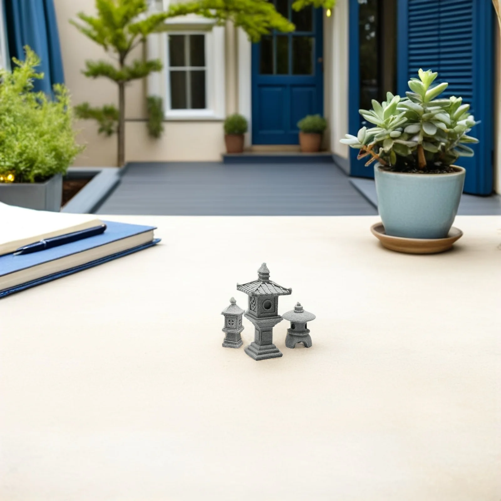 

1 Set Pagoda Statue Landscape Decor Creative Stone Pavilion Zen Garden Bonsai Miniature Ornament Indoor Outdoor Garden