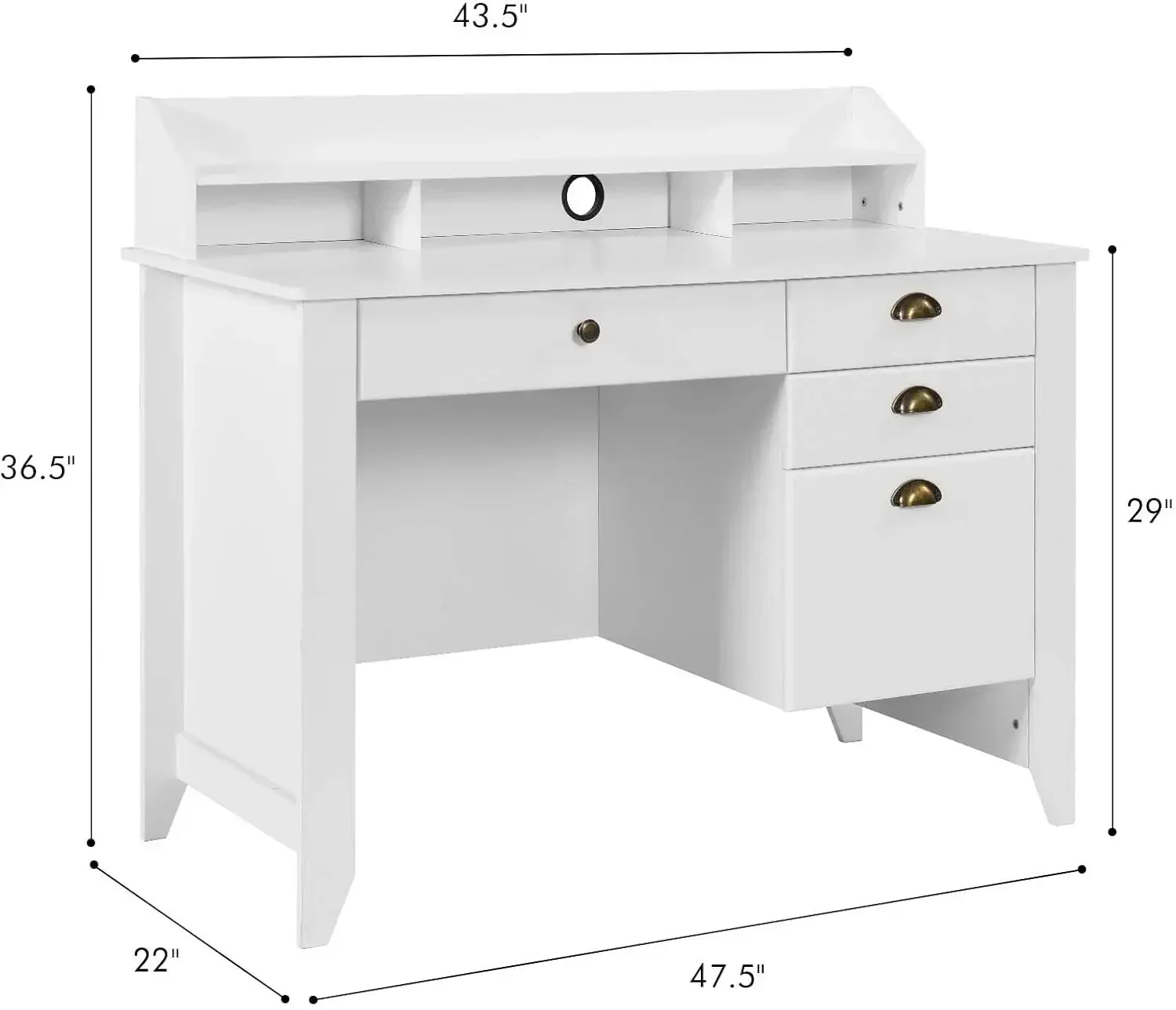 

Hot-sellingWhite Desk with Drawers, 47 Inch Home Office Computer Desk with File Drawers Student , Small Desk with Drawer for Bed