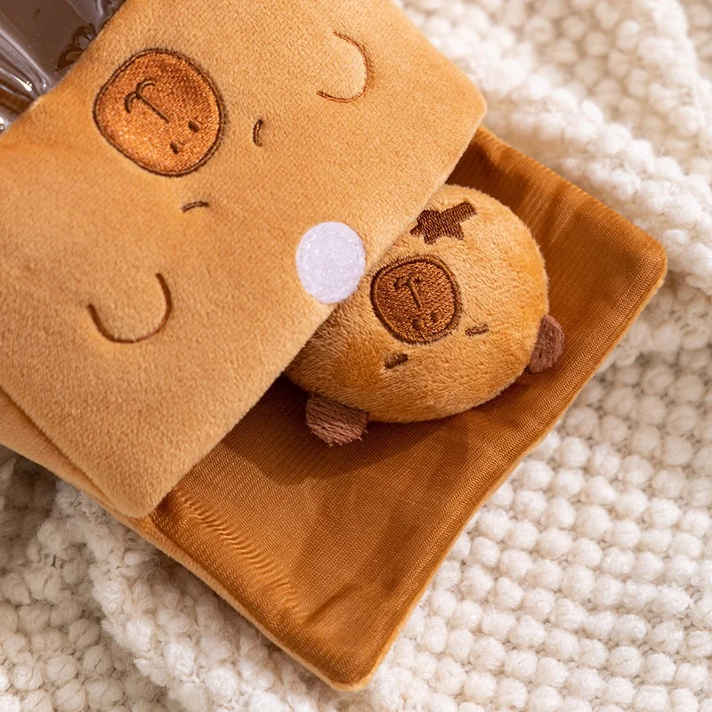 

Kawaii Brown Capybara in Snack Bag Four Balls Plush Toys Animals Funny Two-in-one Baby Dolls Home Decor BirthdayGifts for Kids