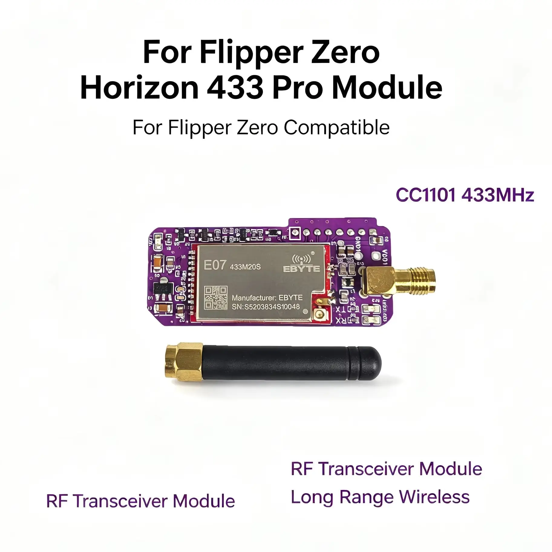 For Flipper Zero CC1101 Expansion Board 433MHz RF Development Board Sub-GHz High-Gain, IoT Expansion Board, Horizon 433 Pro
