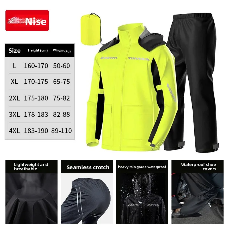 Cycling Split Raincoat Rain Pants Set Rainstorm Proof Male Motorcycle Reflective