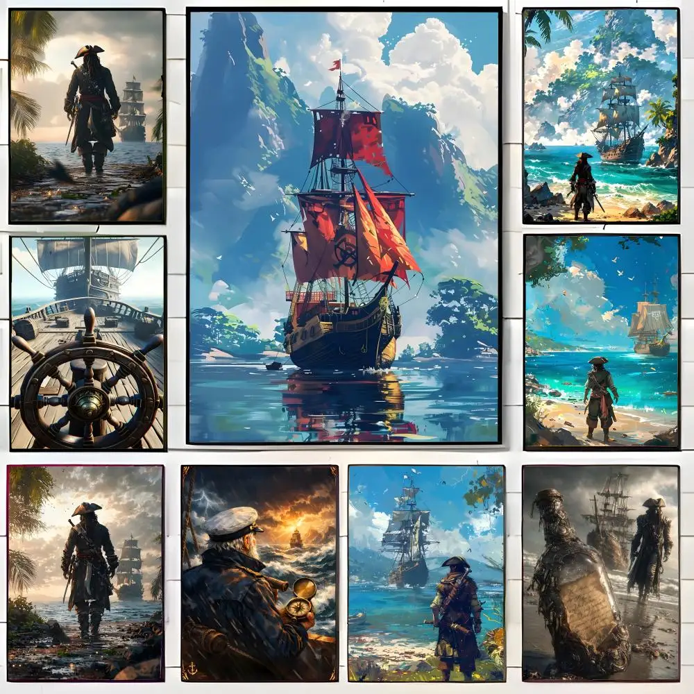 Affiche murale sur le thème de l'aventure des pirates des Caraïbes, impression artistique, murale, cadeau pour la maison, sans cadre