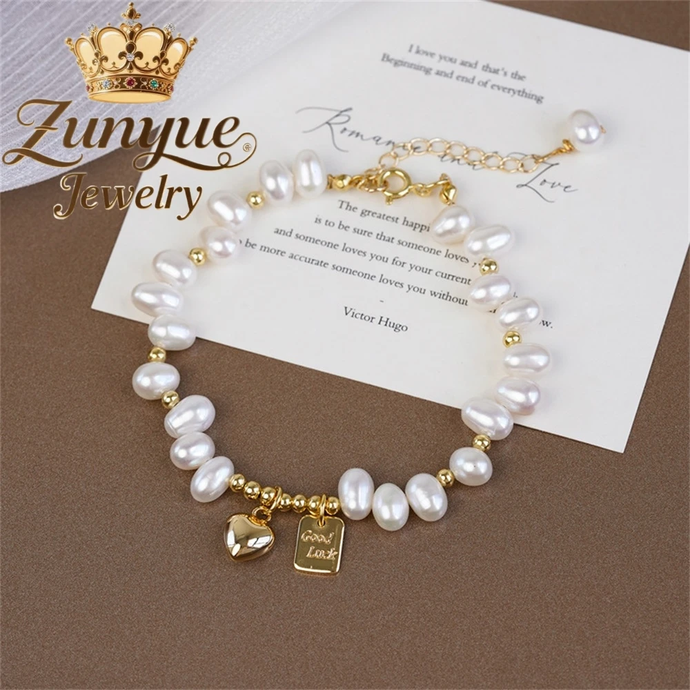 

Baroque Natural Freshwater Pearl Heart Bracelet Luxury Quality Jewelry Fashion Jewelry Best Selling Exquisite Elegant Charms