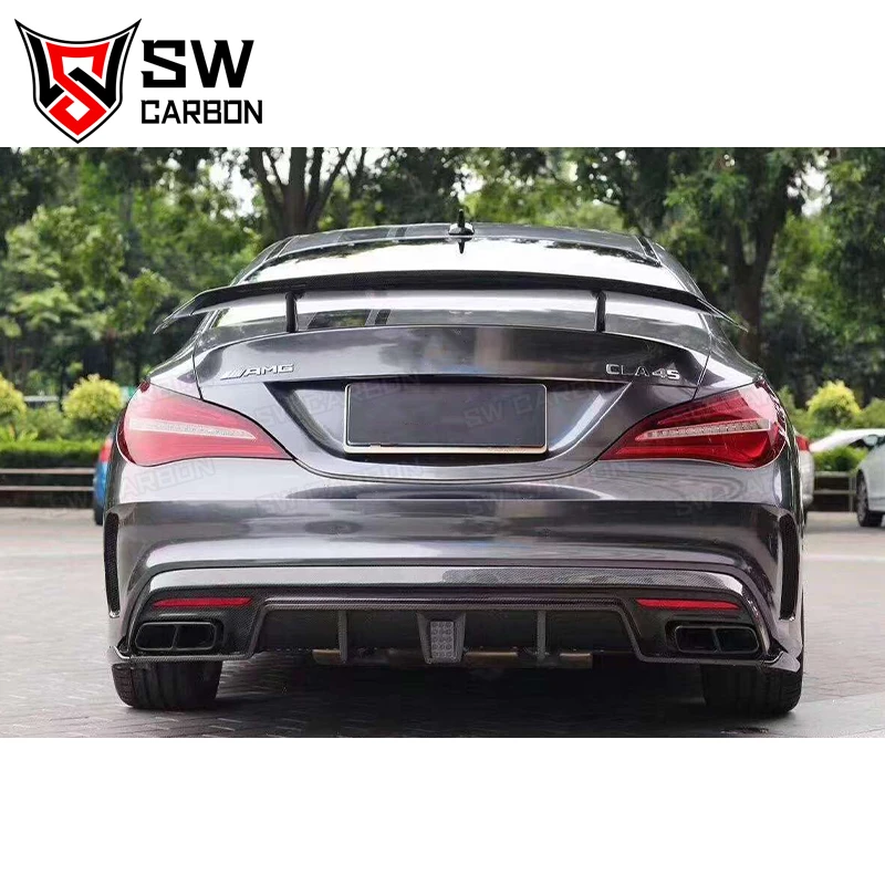 Carbon Fiber PZ Style Rear Diffuser for Mercedes-Benz CLA-Class W117 CLA45 2013-2019 Rear Bumper Lip Under Spoiler Splitter