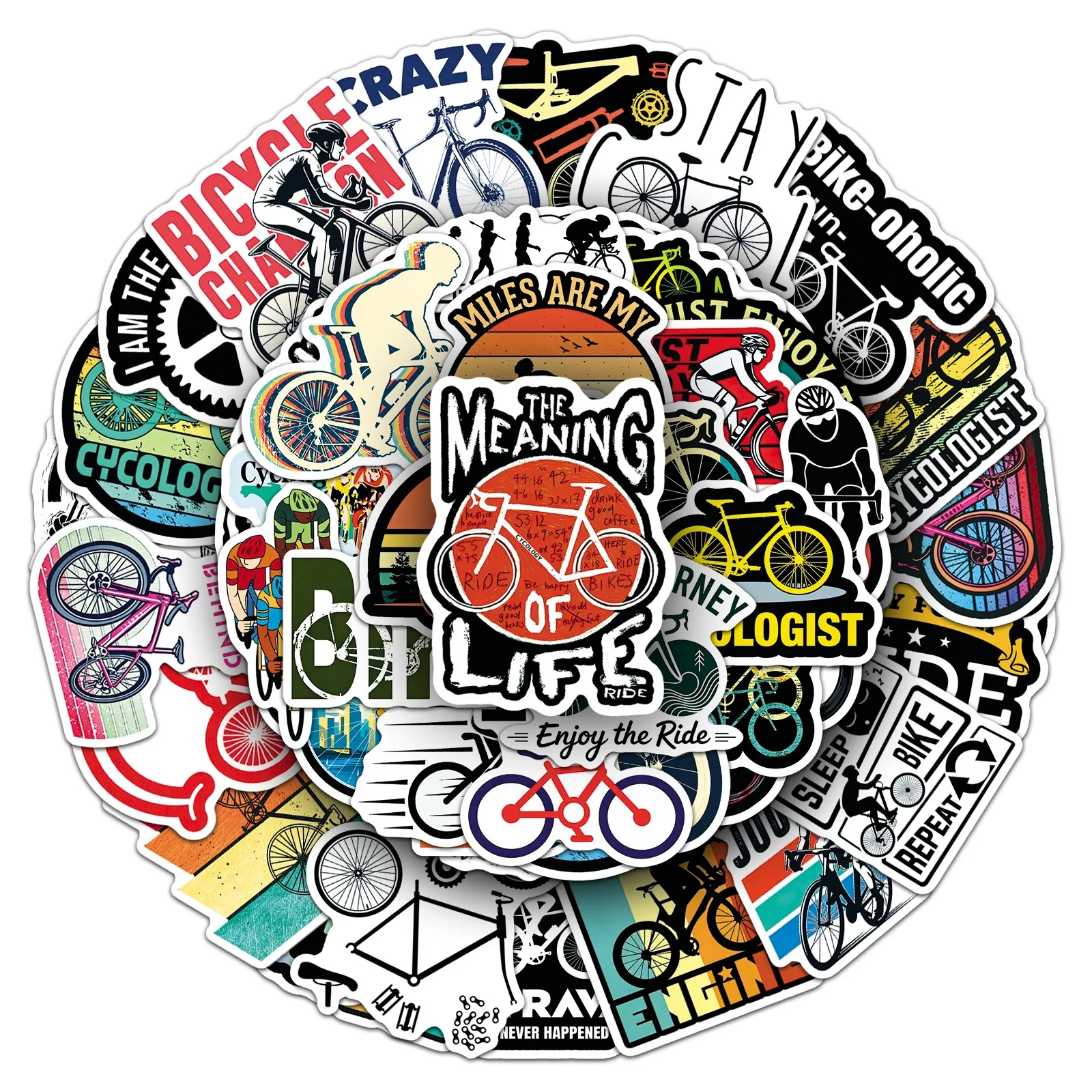 50 Pcs Cycling Stickers Sports Bicycle Trendy Luggage Journal Stickers