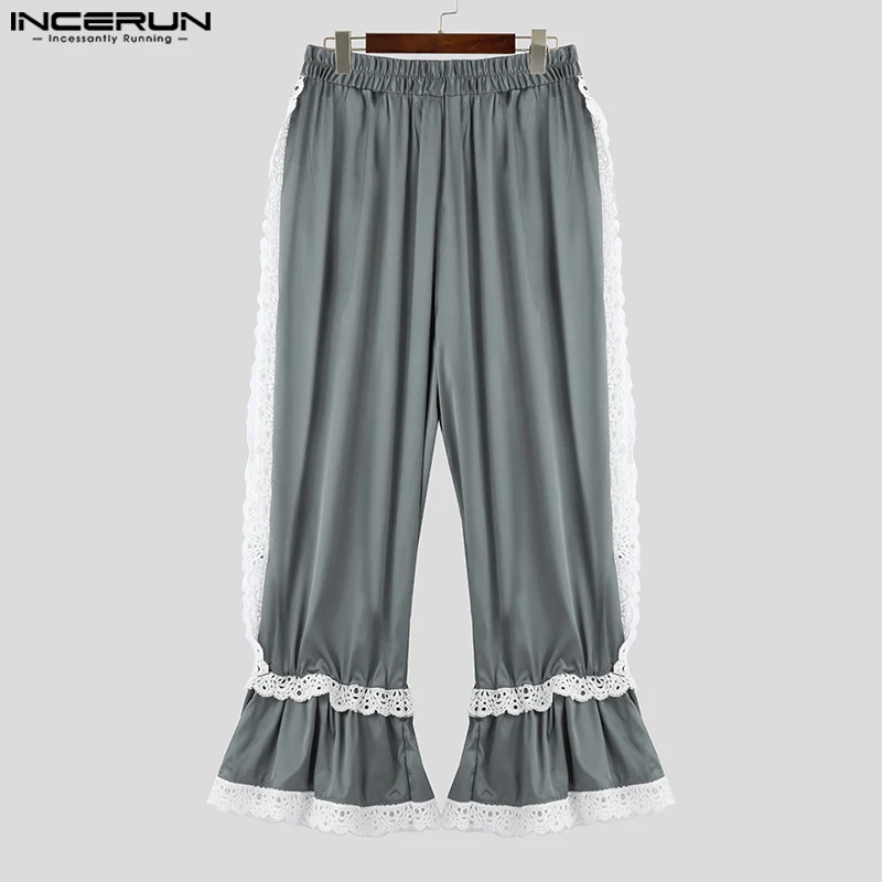 2024 incerun calças de moda americana dos homens casual laço retalhos design calças esportivas elegante estilo vintage nona bottoms