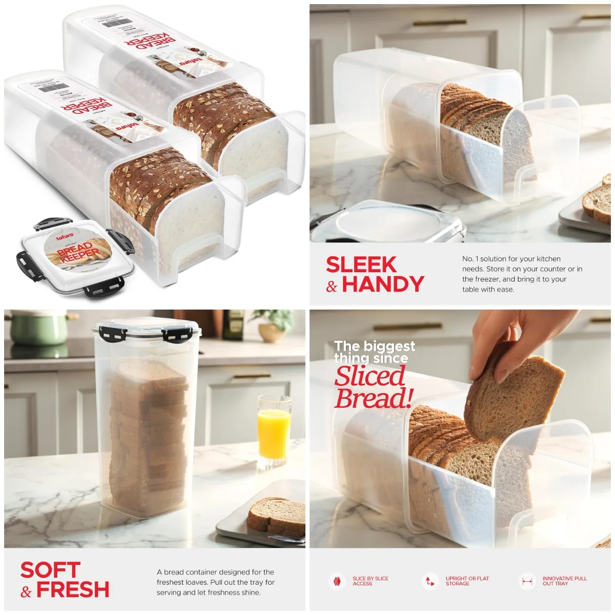 

2 Pack BPA-Free Airtight Bread Storage Container with Tray for Homemade Loaves