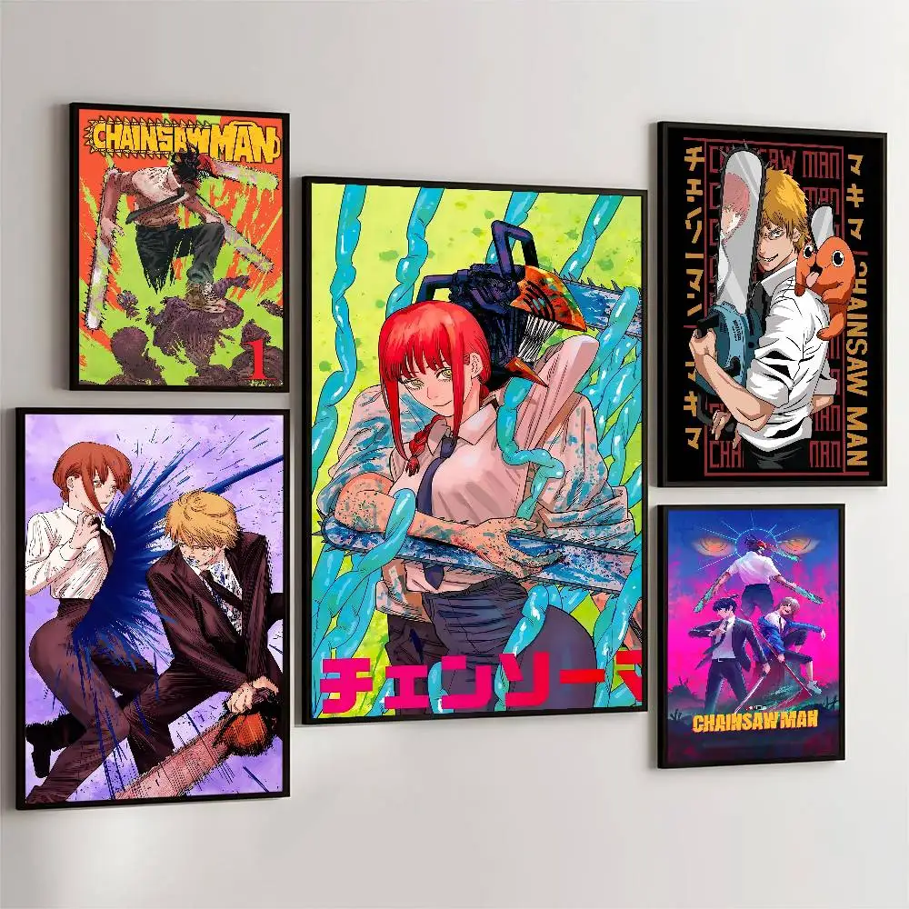 

Chainsaw Man Anime Whitepaper Poster Waterproof Paper Sticker Coffee House Bar Posters Wall Stickers