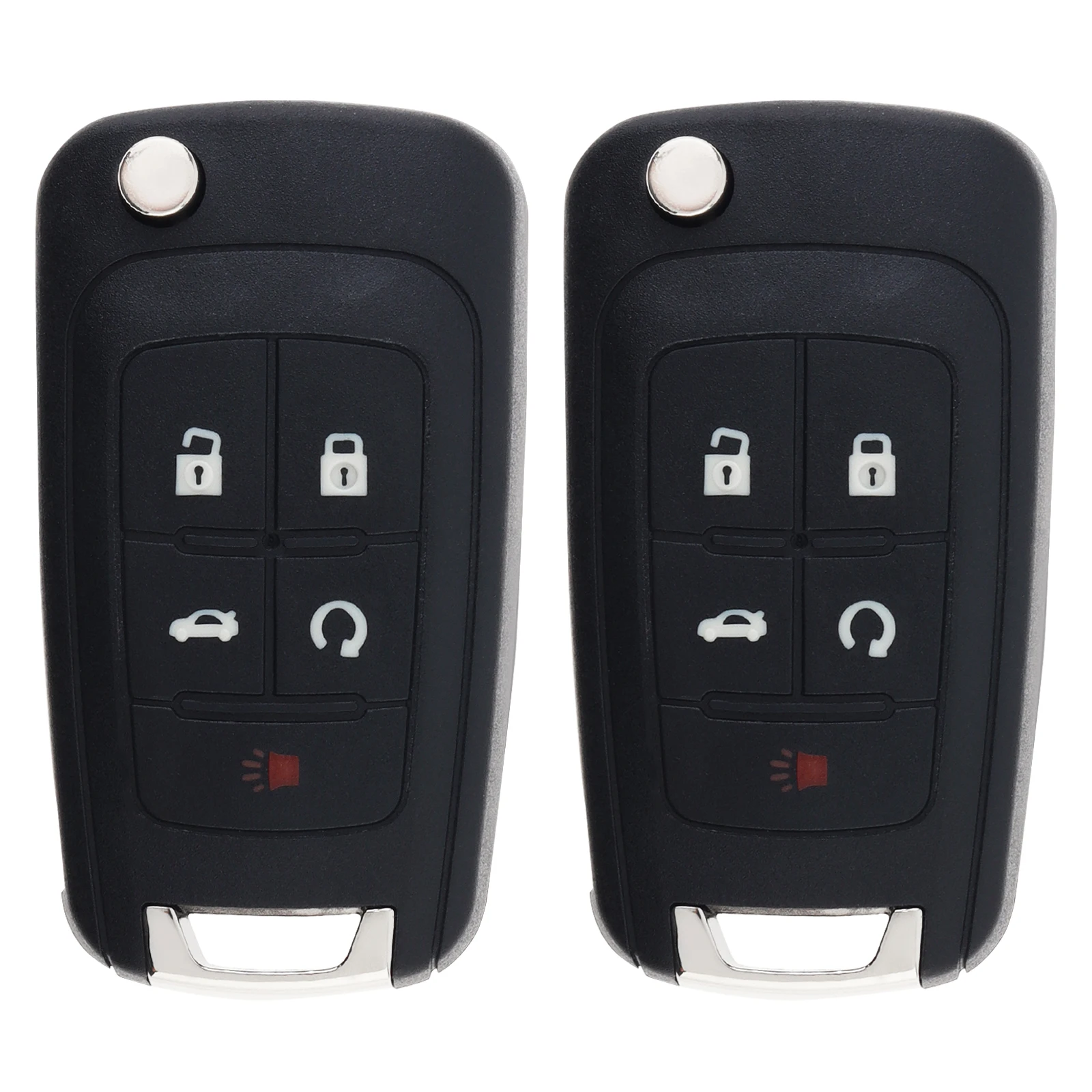 

2 шт., 5-кнопочный автомобильный пульт дистанционного управления, подходит для Chevrolet Chevy Cruze Camaro Equinox Impala Malibu Sonic GMC Buick, чехол для ключей