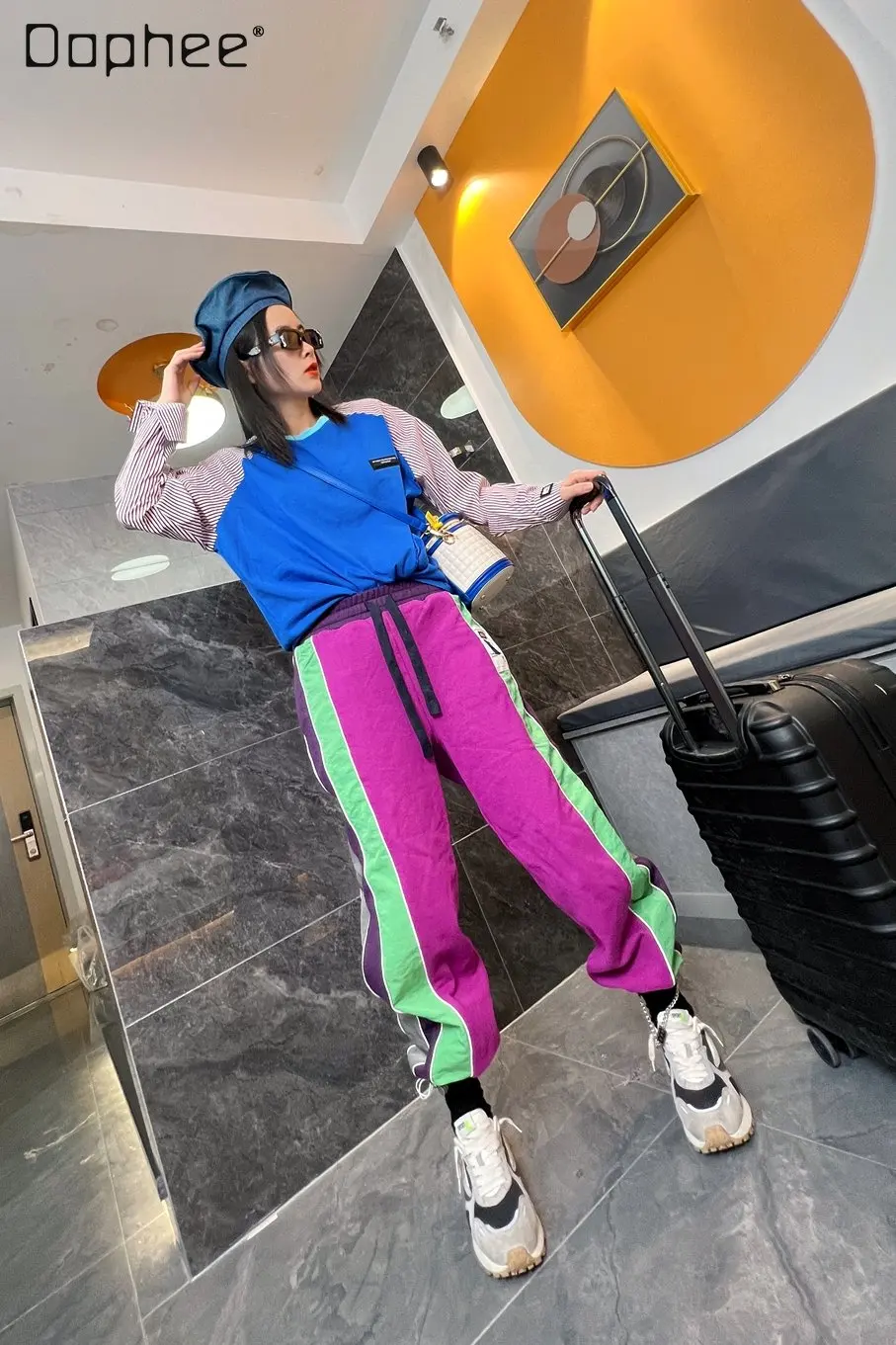 

High Waist Straight Pants Draping Sports Pants Women 2023 Spring New Loose Casual Pants Ankle-Tied Sweatpants Women Baggy Pants