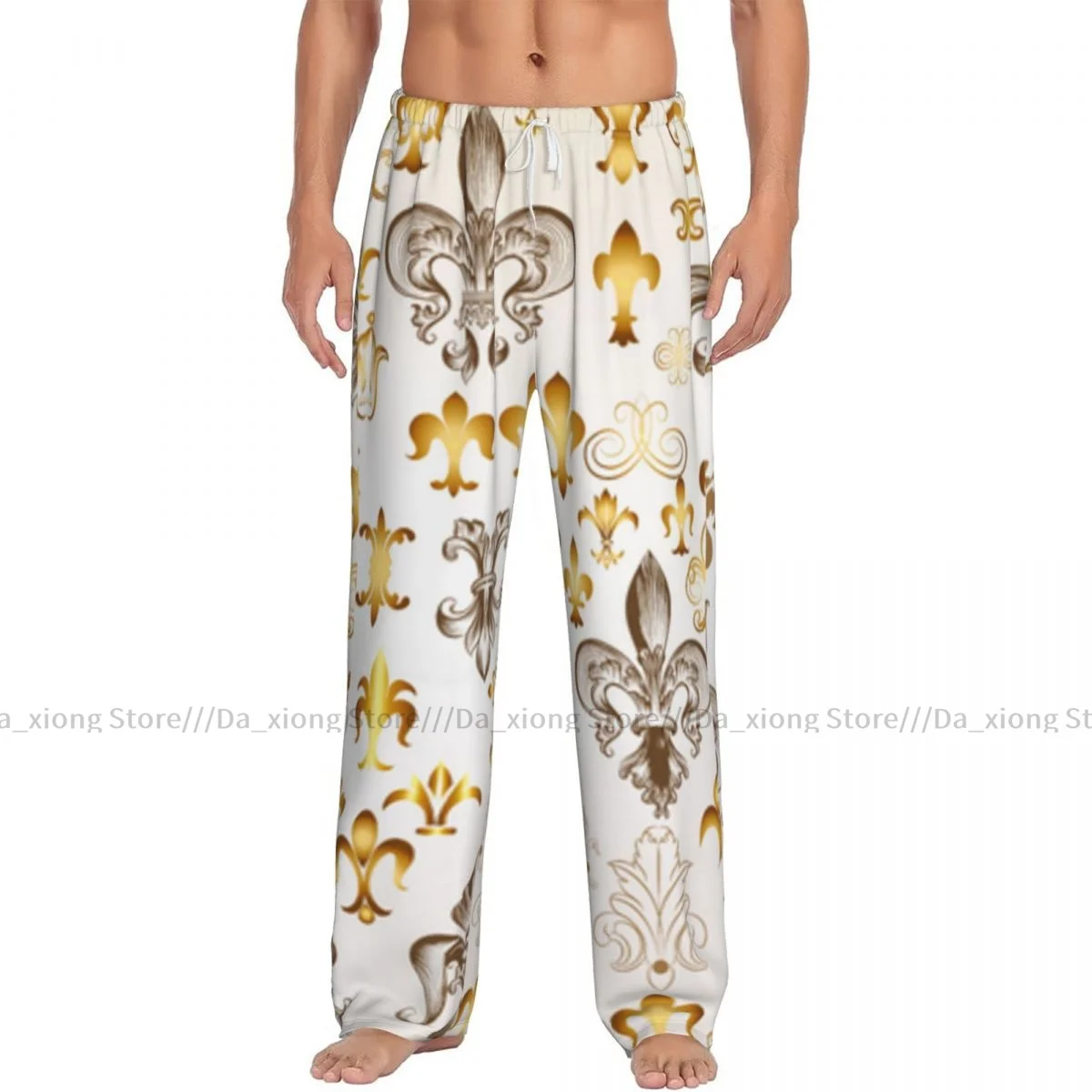 Vintage Fleur De Lis Mens Pajamas Pyjamas Pants Lounge Pants Sleep Bottoms