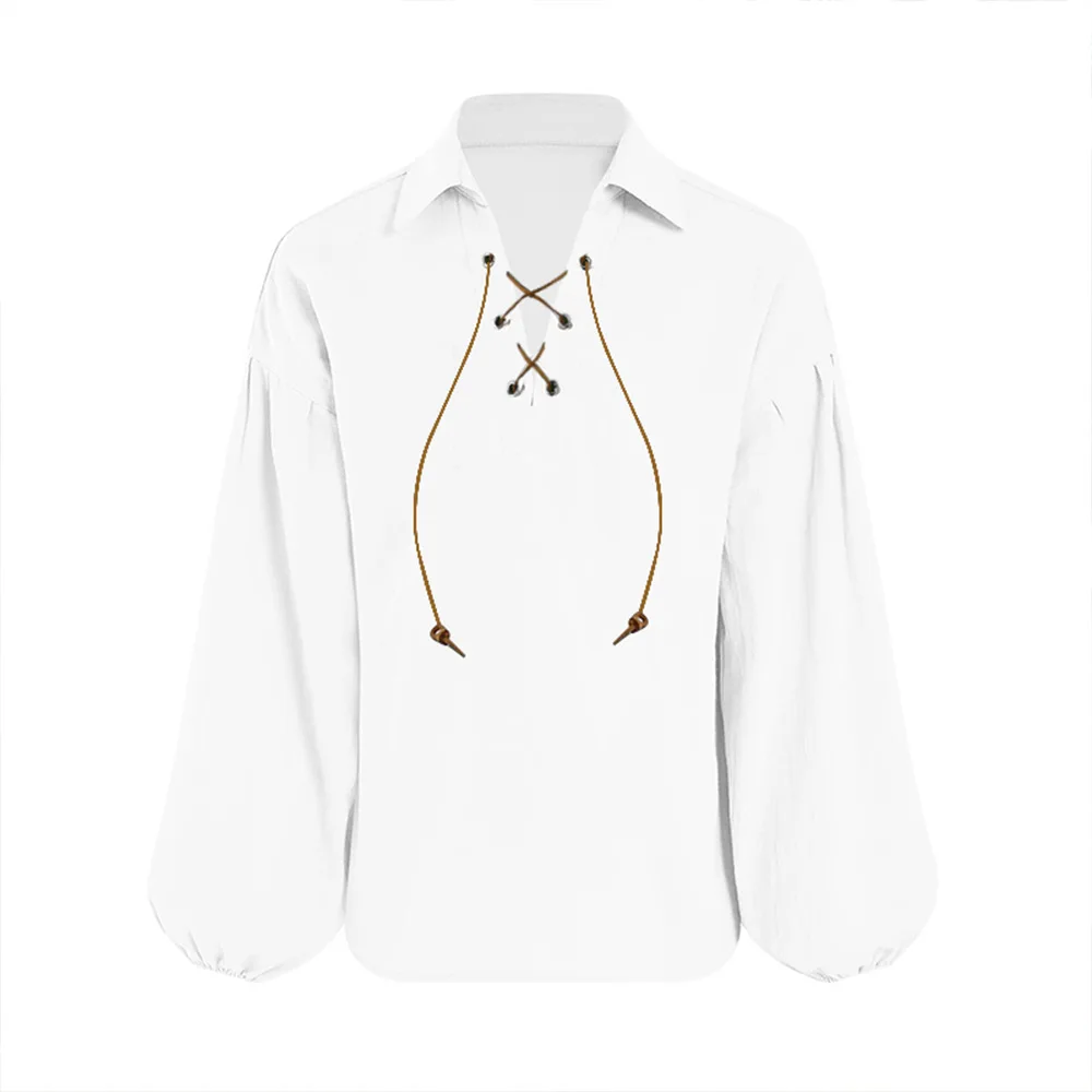 2025년 중세 어린이 여름 셔츠 남자아이 바이킹 르네상스 레이스업 해적 의상 해적 스타일