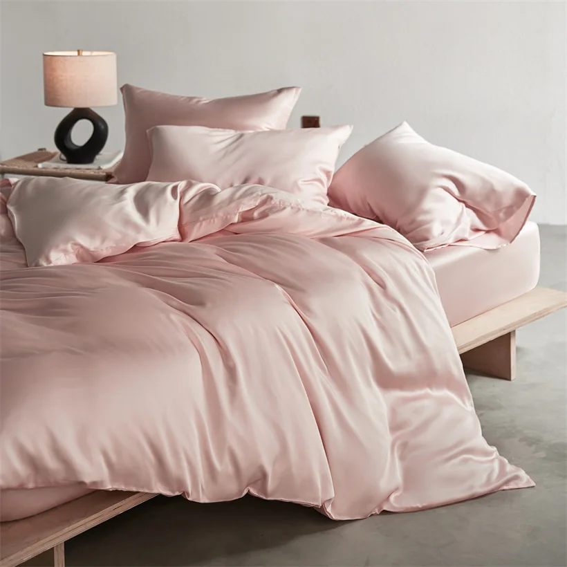 22mm Mulberry Silk Bedding Set Luxury Smooth Duvet Cover Set with Quilt Cover Bed Sheet Pillowcase for Twin Full King Queen Bed