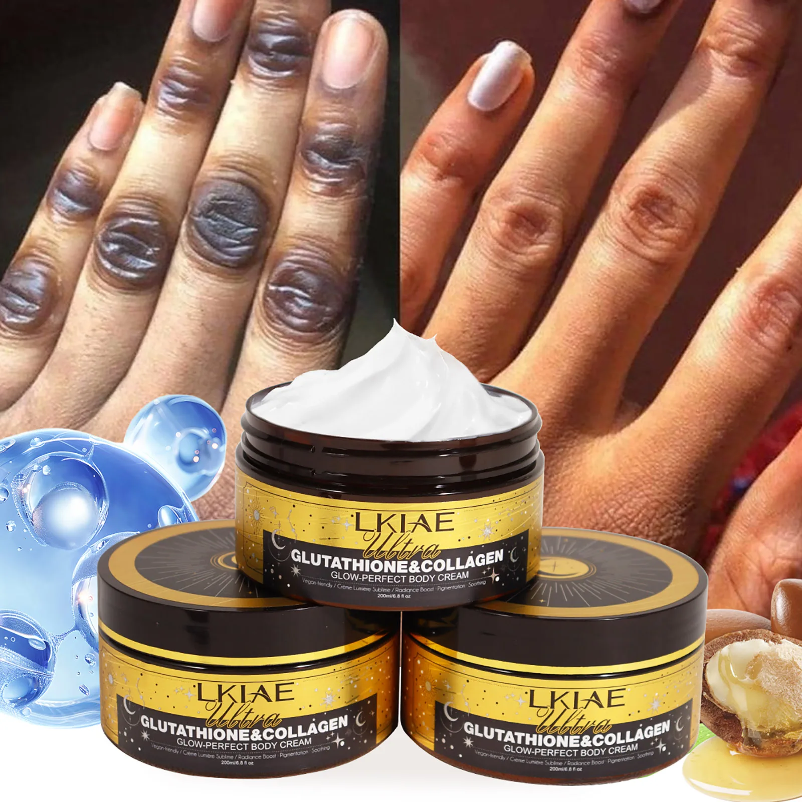 

LKIAE Ultra Glutathione Collagen Skin Glowing Body Cream, 24-Hour Intense Hydration, Brightening, Deep Nourish & Glow, 200ml