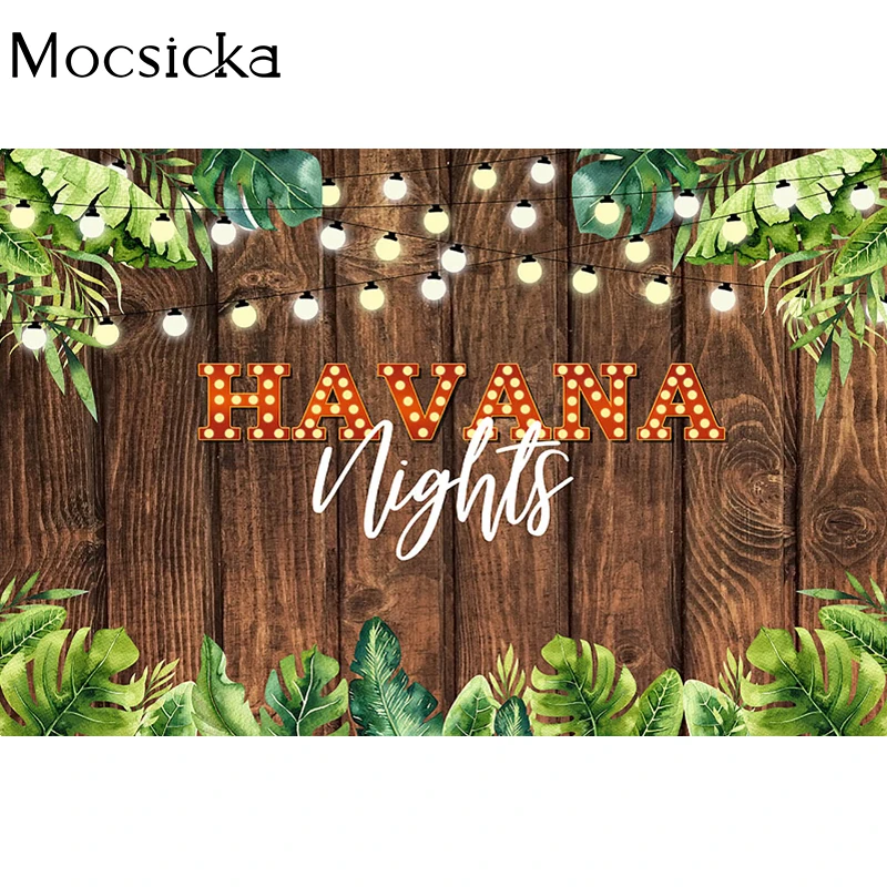 Mocsicka Havana Nights Background Photography Jungle Plank Lights Decoration Party Props Studio Photo Backdrop Banner view 4