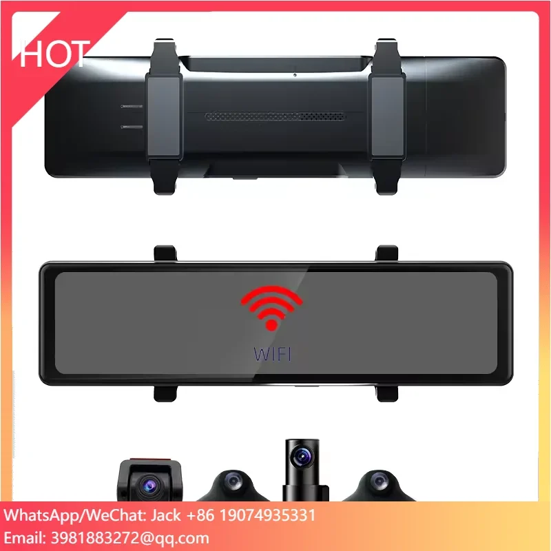 360 Degree Car Camera Mirror Dash Cam 12 Inch Touch Screen 4 Lens Dash Camera Car DVR Video Recorder Wifi App Camera With 128G