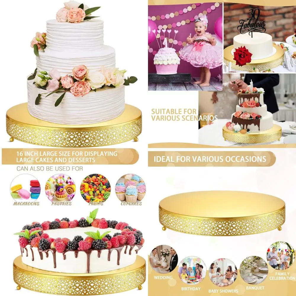 

16 Inch Round Metal Wedding Dessert Stand for Cupcakes, Cakes, and Serving Dishes