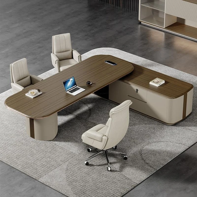 Conference Asthetic Office Desk L Shape European Modern Storage Office Desk High Quality Black  Office Furniture
