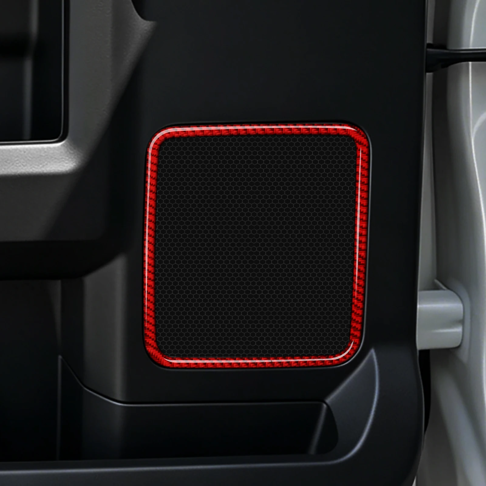 Red Carbon Fiber Interior Sticker. Car Rear Door Speakers Panel. For Ford F-150 250 350 450 550 (2015-2022) Trim Accessories.