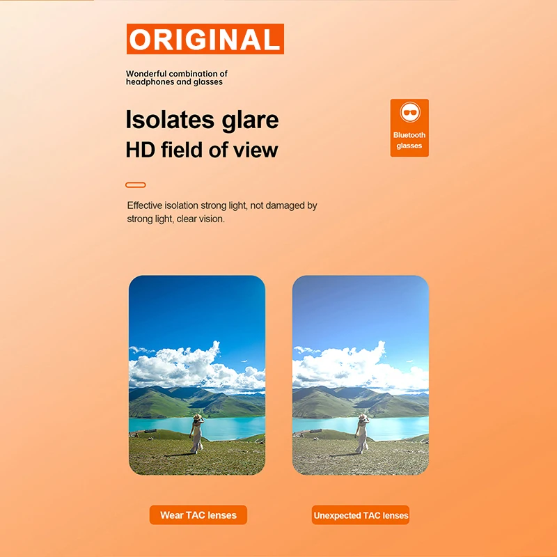 Lecoo C8 Lite Occhiali Auricolari Wireless Bluetooth 5.3 Cuffie Occhiali da sole leggeri Auricolari Cuffie da guida stereo HiFi